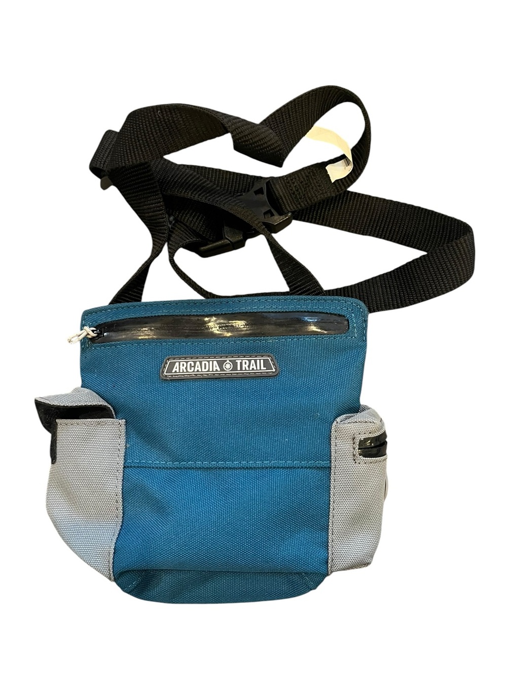 Arcadia Trail Teal and Gray Belt Bag for Treats with Black Strap Dog Training